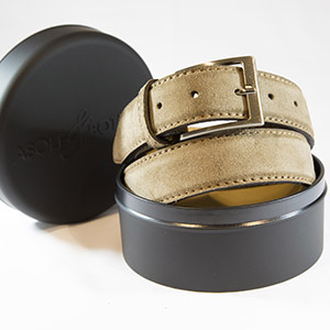 Cintura Marcapunto Suede Tortora <br />Genuine Leather